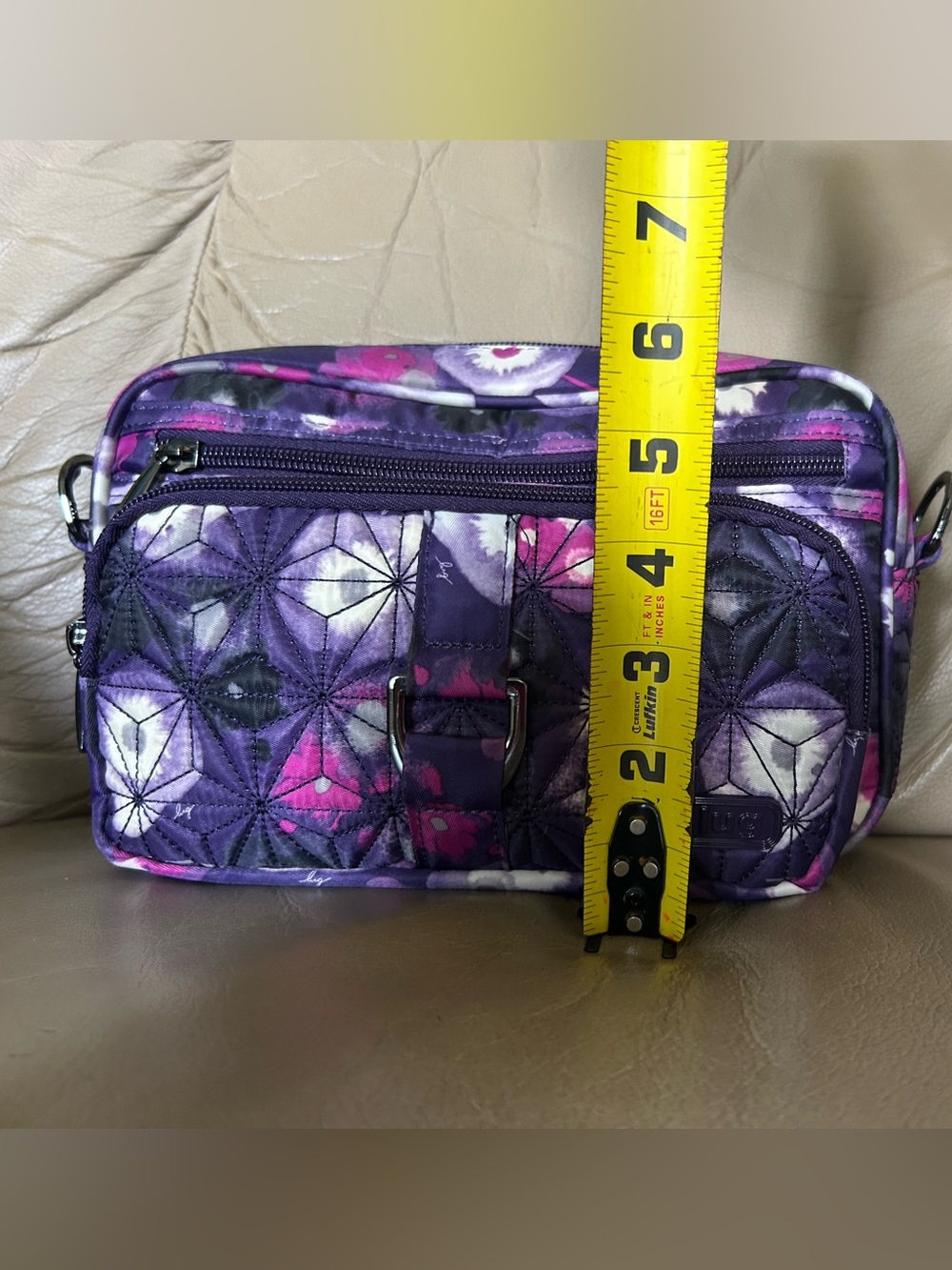 Lug Carousel Watercolor Purple Crossbody Belt Bag EUC - Picture 9 of 15